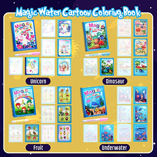 8 Pack Water Coloring Book Paint With Water Books Cartoon Animal Robot Unicorn Universe Coloring Book Mess Drawing Painting Book For Toddlers Boy Girl Educational School Classroom Learning Gifts #TOP3