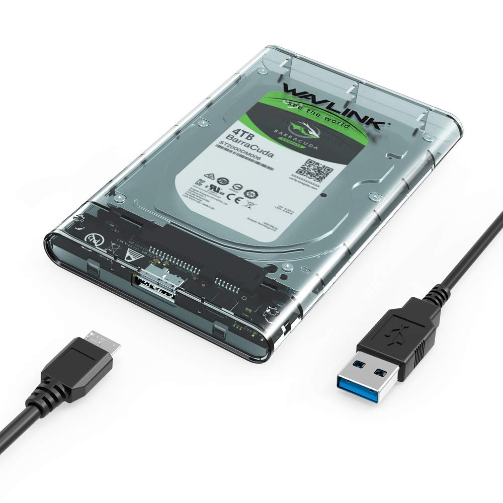 WAVLINK USB 3.0 Drive SATA Dur Externe du boîtier 2,5 Pouces SATA I/II/III Disque Dur SSD Disque Dur Support Box Clair