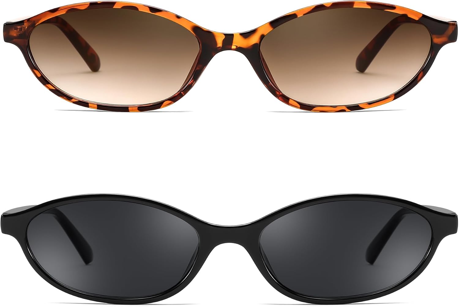 FEISEDY Retro Oval Cat Eye Sunglasses for Women 90s Narrow Lightweight Shades Y2k Trendy Sunnies B0257