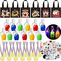 86STK Bowling Mitgebsel Kindergeburtstag Medaillen Bowling Bowlingkugel Schlüsselanhänger Mitgebsel Tüten Sticker Give Aways für Mitbringsel Kinder Bowling Piñata Füllung Gastgeschenke