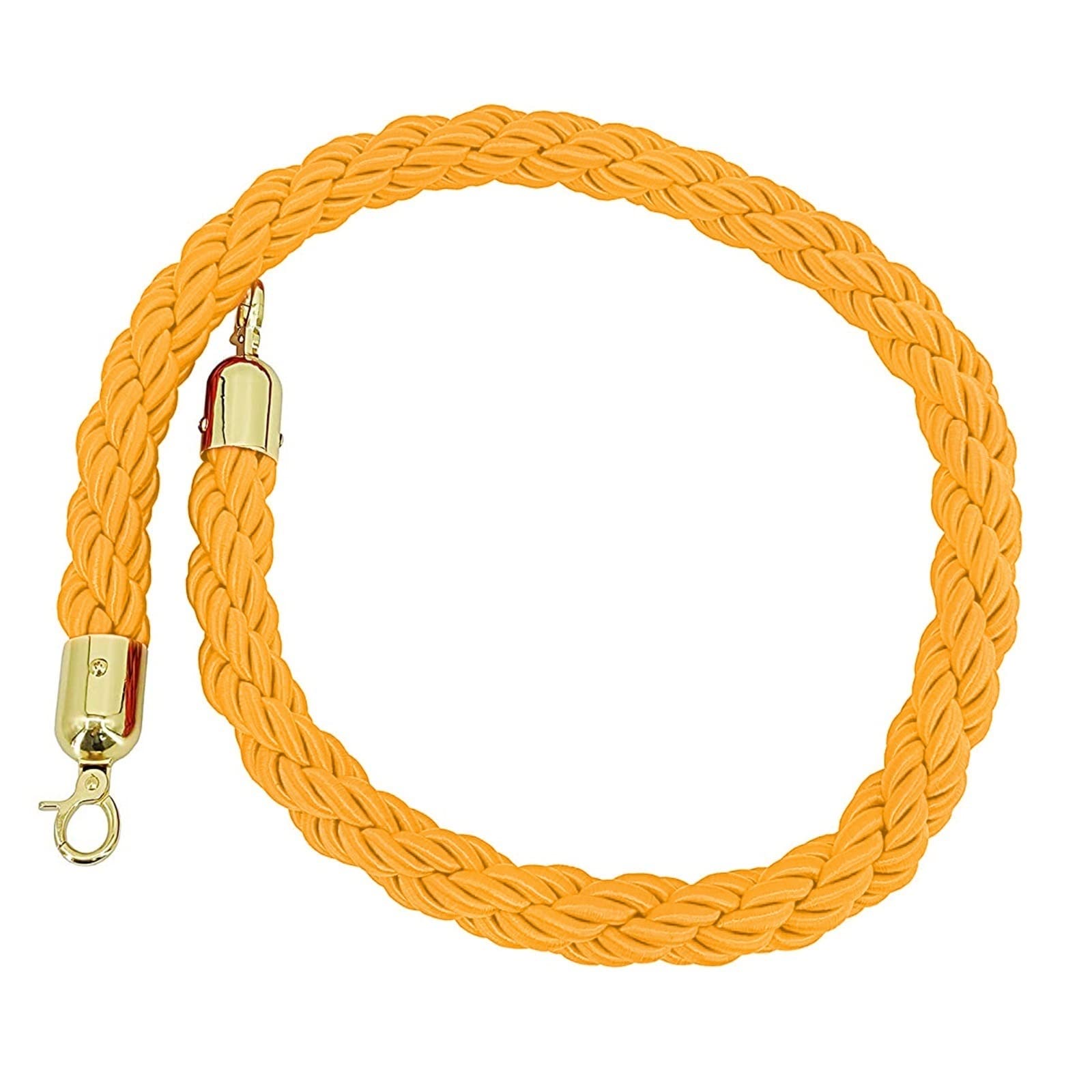 KLGFBDC Yellow Hemp Rope for Stanchions 1.2m Crowd Control Barrier with Golden Hooks Ideal for Events Hotels Cinemas & Queue Management Solutions