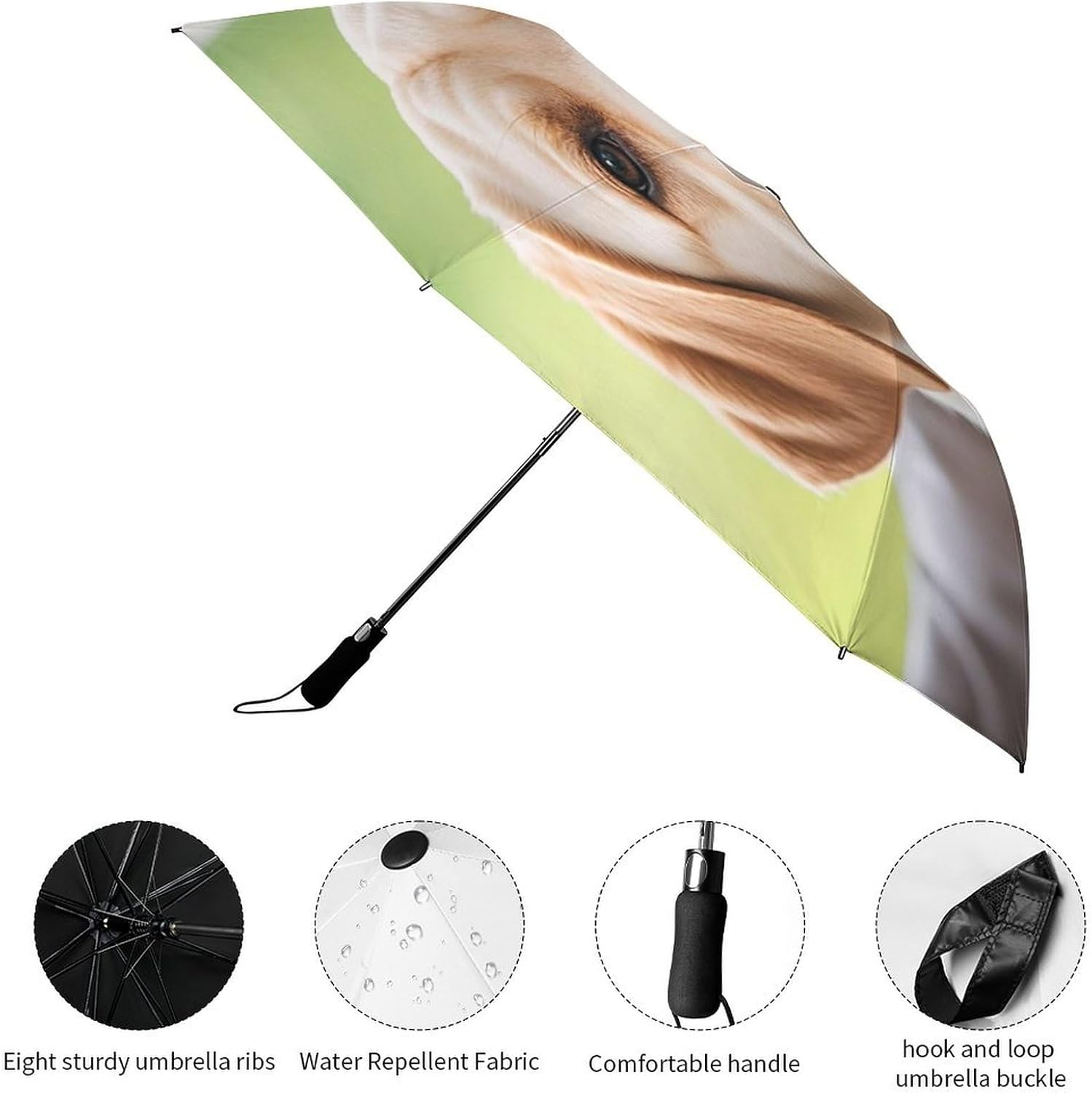 Cute Labrador Dog Golf Umbrellas-2 Fold Automatic,Windproof Umbrella with Portable,Strong,Folding Umbrella for Women Men
