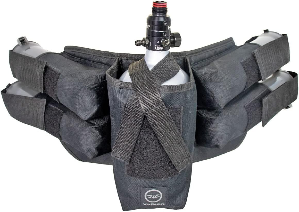 Valken Paintball 4+1 Harness -Holds 4 Pods Plus 1 Tank - Black