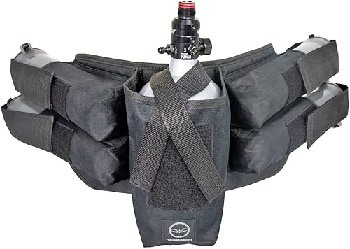 Valken Arnés Paintball 4+1 - Capacidad para 4 cápsulas más 1 tanque - Negro