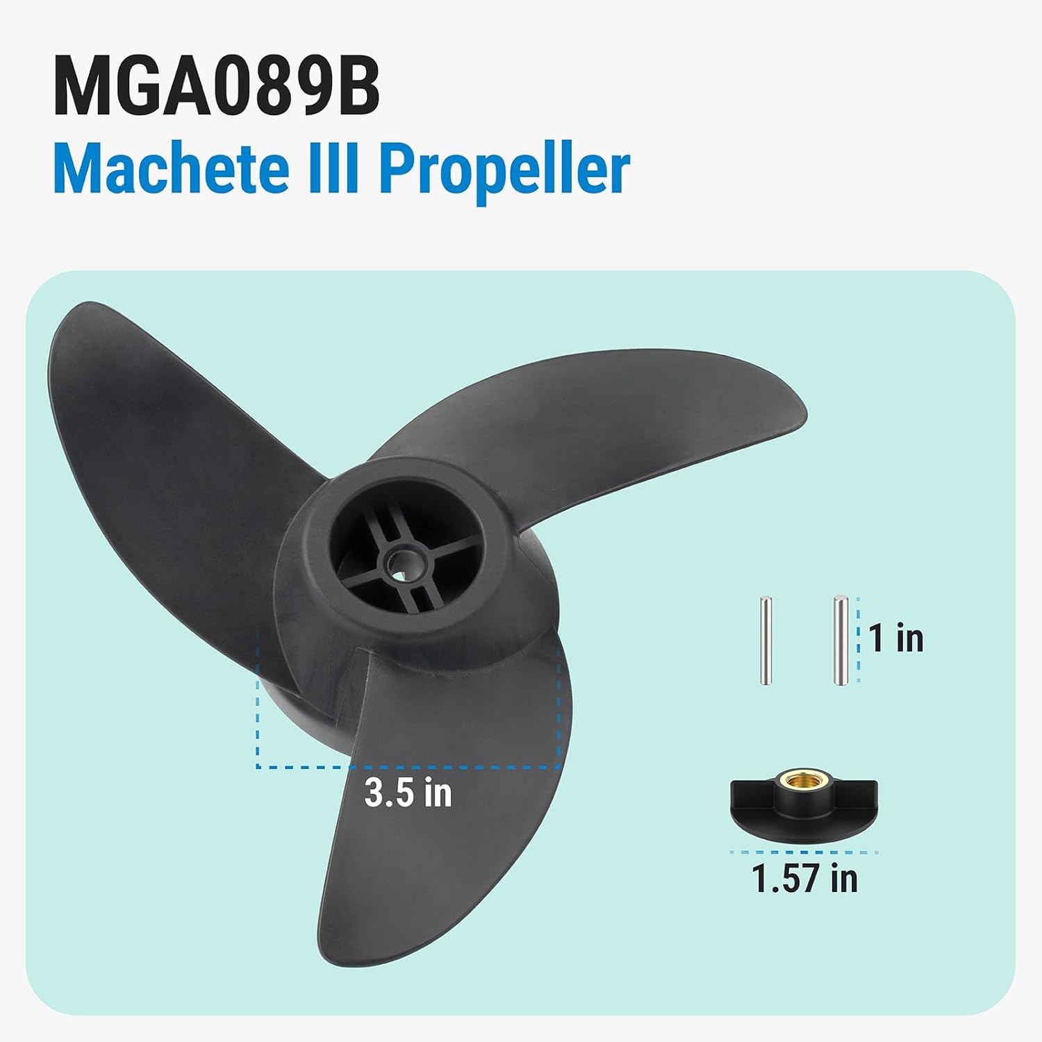 Machete III Propeller for Motorguide Trolling Motor, Replacement Xi5, Xi3, R3, W55 ＆ Tour Pro Series 3 Blade Prop, 3.5 inch Trolling Motor Propeller (Black)