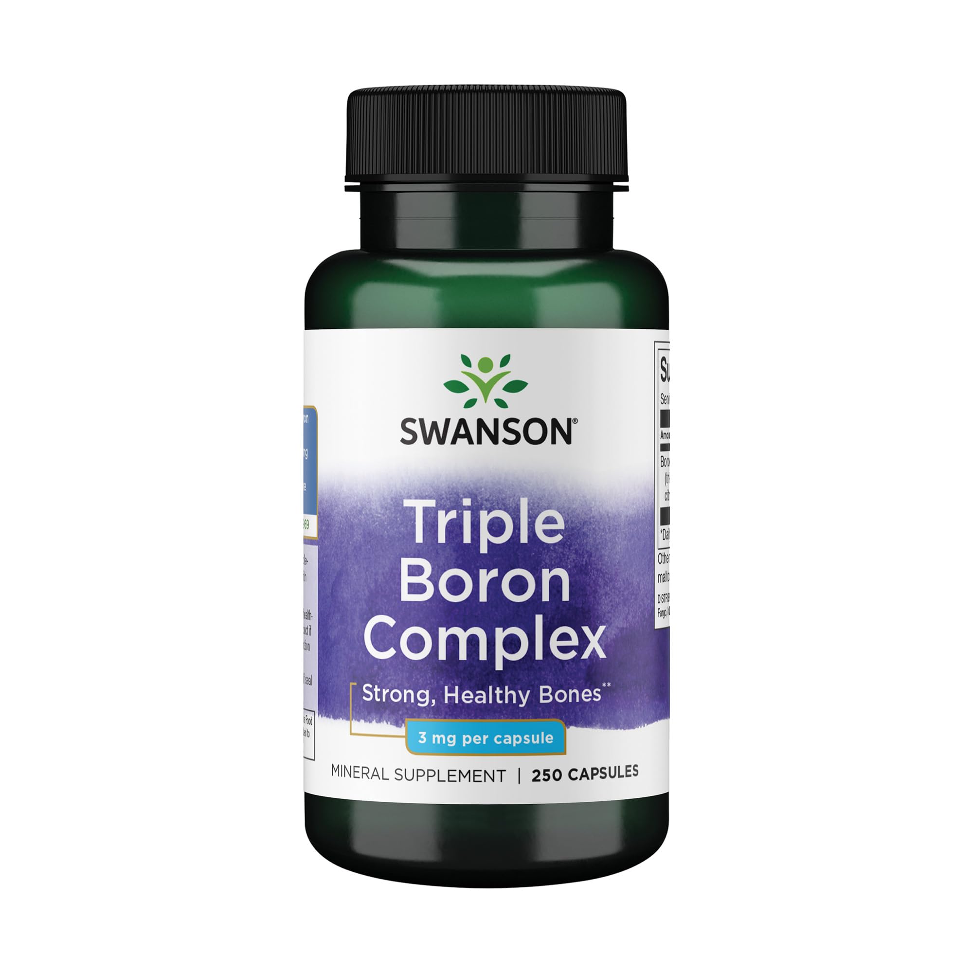 Swanson Triple Boron Complex - Mineral Supplement for Bone Health - Citric Acid, Aspartic Acid and Glycine Acid (250 Capsules)