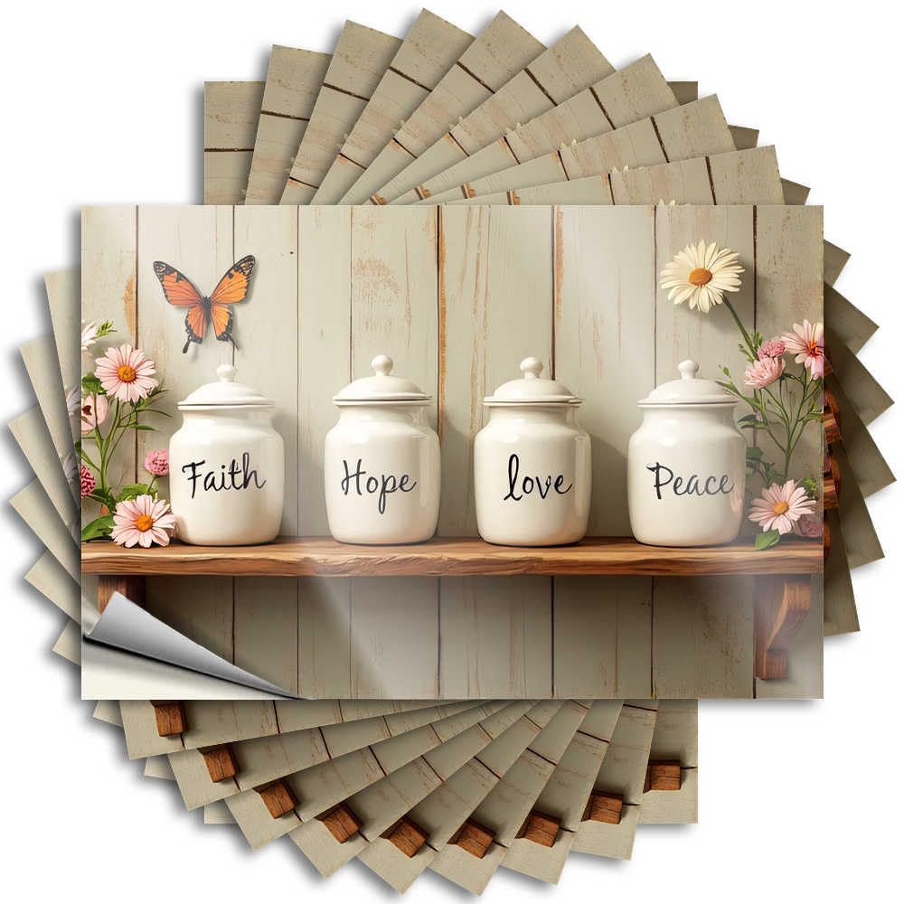 Fzfn Boys Colour Decal Room Decor Absorbing Encouragement Garage Jars Of Faith, Hope, Love, And Peace - Scratch Resistant Stickers(8X12cm)