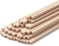 Vista 9 de Tacos de madera para manualidades de 1/2 x 6 pulgadas, 50 varillas cuadradas de madera, palos de madera sin terminar, pequeñas tiras de madera
