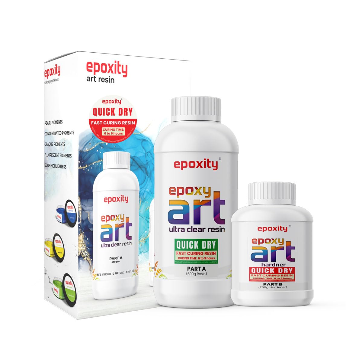 Pro-Grade (6 hrs Quick dry) Crystal Clear Fast Cure Epoxy Resin (750g) - Non-Toxic, UV-Resistant for Jewelry, Art & Craft, Keychains & More