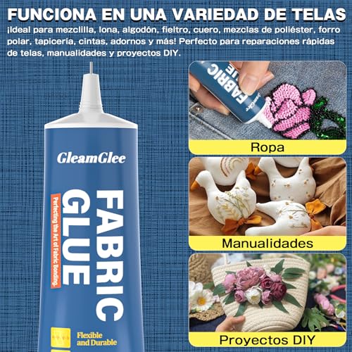 Miniatura 6 de Cola Para Telas 100 Ml, Adhesivo Textil Extra Fuerte Y Permanente Para Reparación De Ropa, Cuero, Manualidades, Tapicería, Materiales, Tejidos, Fieltro Y Insignias Transparente Pack De 2
