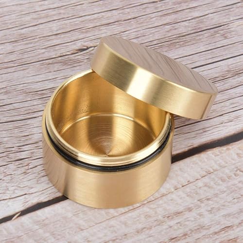 Miniatura 3 de Keenso Caja de latón, caja de viaje de latón sellado de cobre Fob Holder Caja redonda -pro Dry (M)