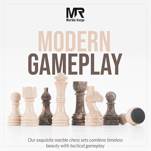 Miniatura 2 de Juego de ajedrez de mármol para adultos de 15 pulgadas, hecho a mano, Oceanic & Verona, juego de mesa con 32 piezas de ajedrez, 2 reinas adicionales
