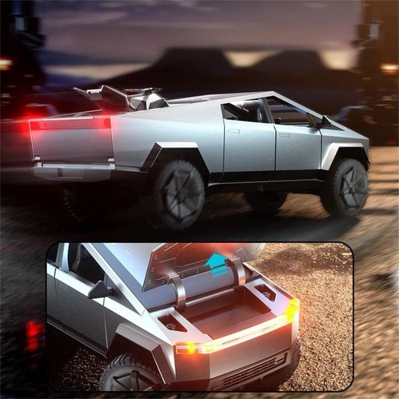 Image of Remote Control Cyber Truck Toy for Kids, Alloy Diecast with Rechargeable Battery, 2.4GHz Off Road Remote Control Cyber Truck, LED Lights & Sound, Heavy Duty RC Car for Boys (RC TESALA CAR)