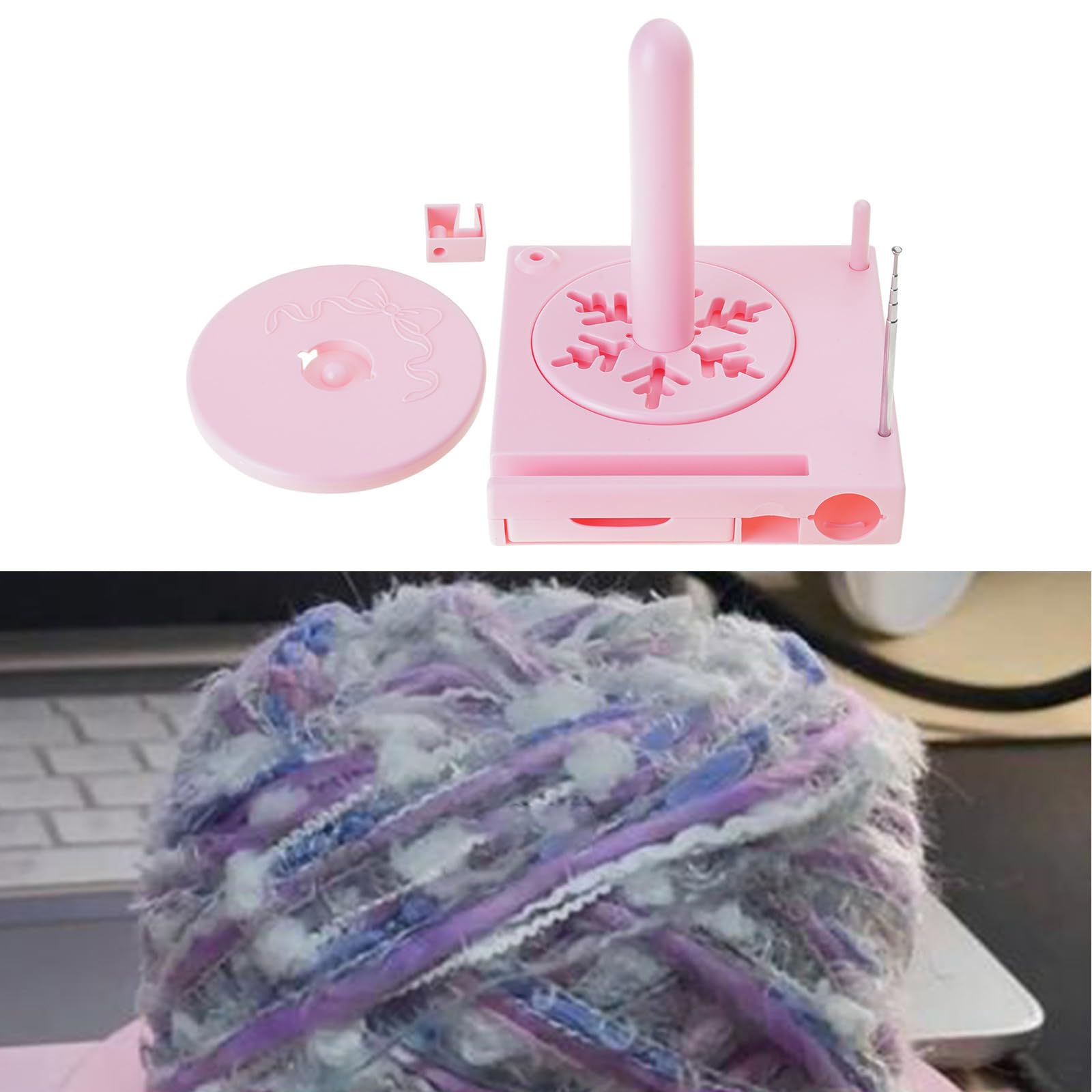 Supporto per filo con supporto per telefono e cassetto scorrevole, supporto per bobine di filo, supporto multifunzionale per uncinetto, maglieria, organizer per bobine di filato