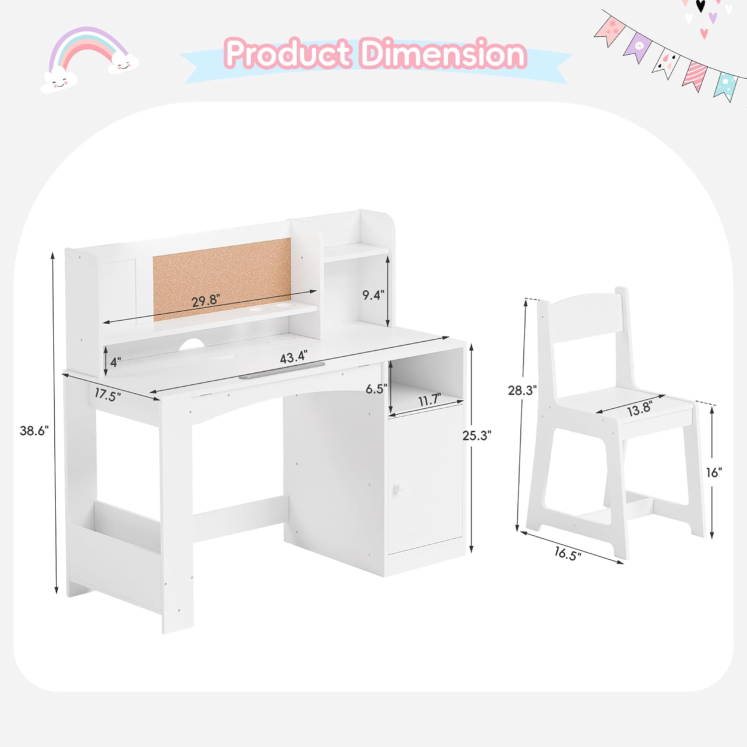Assembled Xilingol Kids Study Desk and Chair Set in a child's room