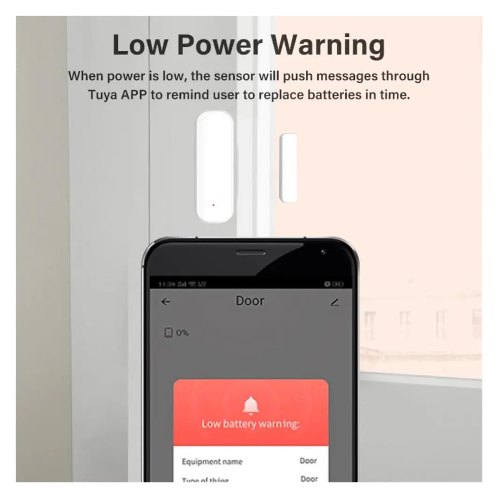 Sensor de puerta inteligente Tuya ZigBee, detectores de puerta abierta y cerrada, protección de seguridad inteligente for el hogar, Control de vida inteligente a través de Alexa Home(5 Pieces)