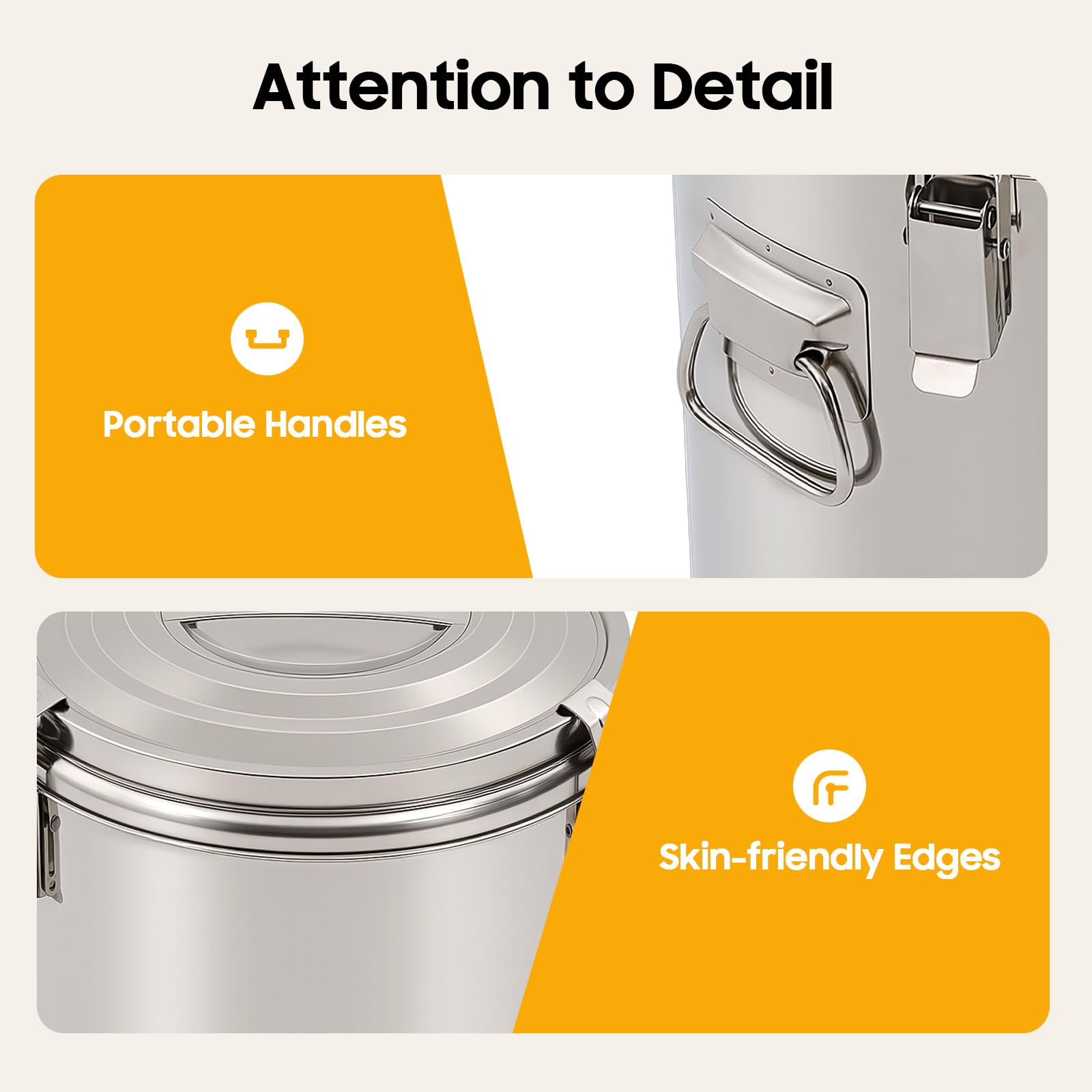 Contenitore termico in acciaio inox da 20 l, con coperchio, 43 x 31 x 31 cm, 3,8 kg | Acciaio inossidabile per uso alimentare, caldo e freddo per 12 ore, chiusura ermetica, manici termoisolati