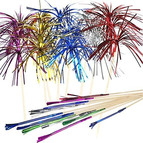 BOULESENM Cocktail Deko Set 60 Teile - Schirmchen & Feuerwerk Sticks Für Partys