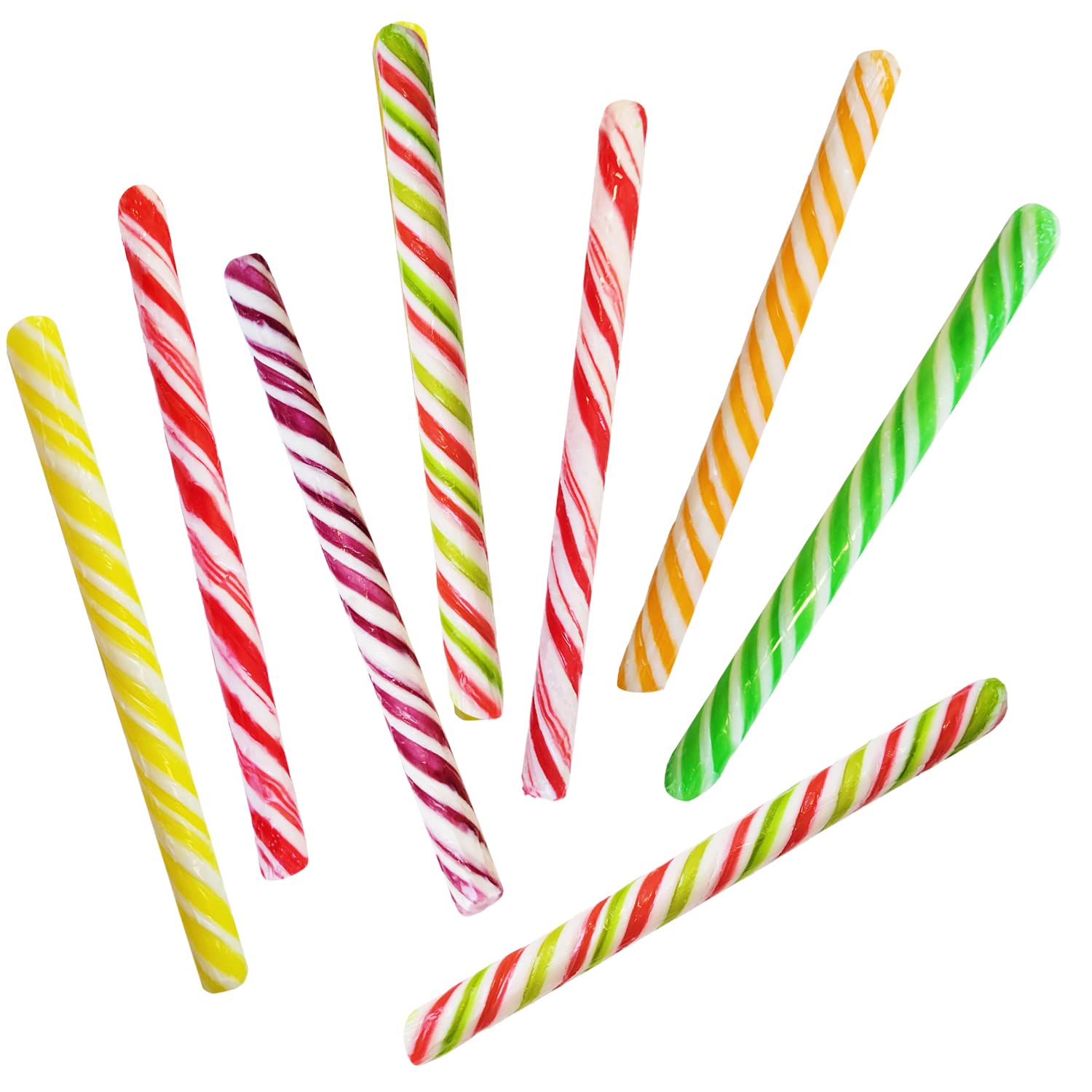 Fruidles Swirl 24-Pack Candy Cane Sticks Suckers, Old-Fashioned Multicolored Mixed Fruit Flavor, Individually Wrapped, 5.5" Inch, Pieces Assorted Candy Sticks