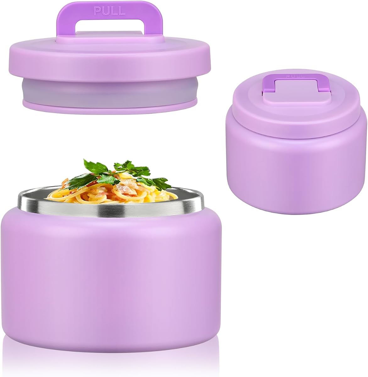 8 Oz Thermo Food Jar for Hot & Cold Food for Kids, Insulated Lunch Containers Hot Food Jar,Leak-Proof Vacuum Stainless Steel Wide Mouth Lunch Soup Thermo for School (Purple)