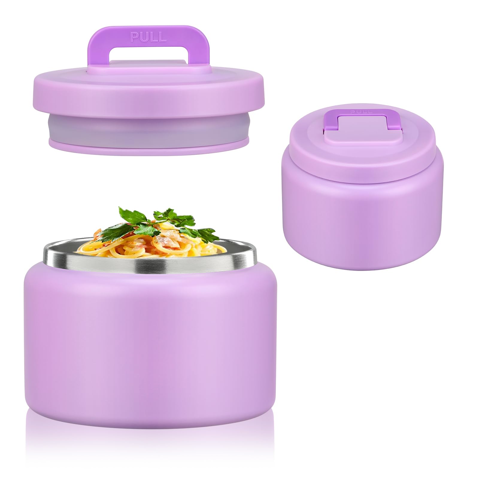8 Oz Thermo Food Jar for Hot & Cold Food for Kids, Insulated Lunch Containers Hot Food Jar,Leak-Proof Vacuum Stainless Steel Wide Mouth Lunch Soup Thermo for School (Purple)