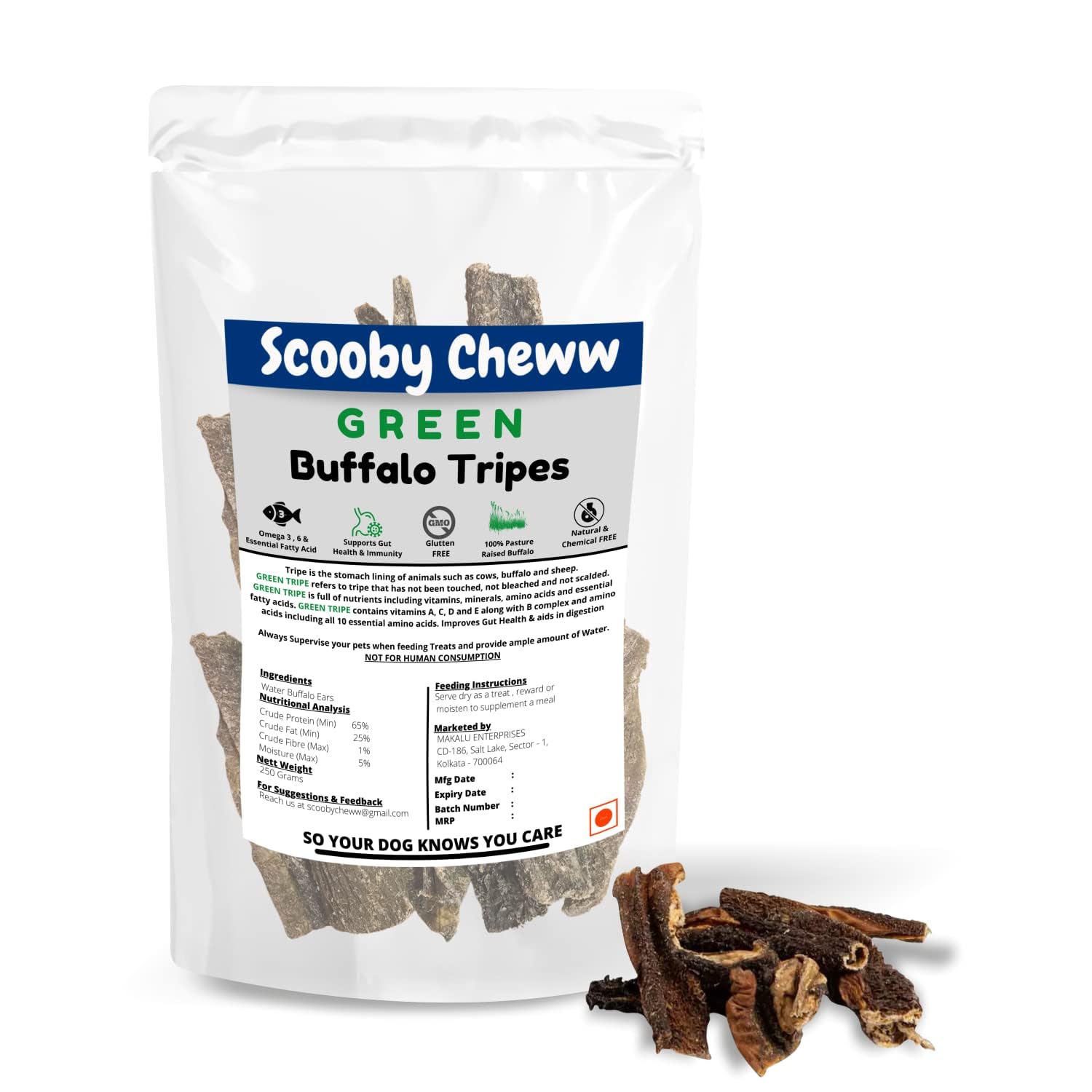 Dry Green Buffalo Tripe Dog Treat | High Protein & Rawhide-Free | Rich in Omega 3 & 6 Fatty Acids for Healthy Skin & Coat | Dehydrated Natural Buffalo Tripe Dog Food,All Life Stages