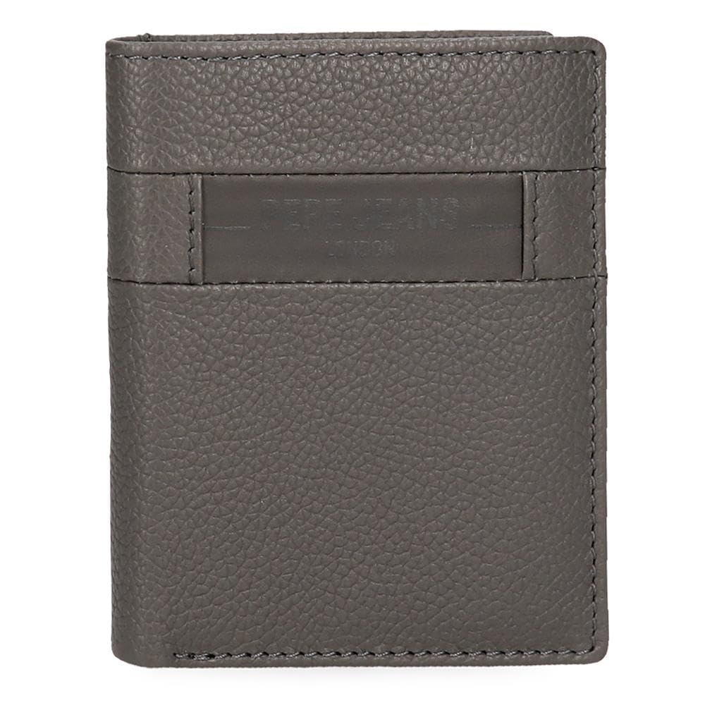 Pepe Jeans Checkbox Vertical Wallet with Purse Grey 8.5 x 10.5 x 1 cm Leather, Grey, One Size, Vertical Wallet with Coin Purse