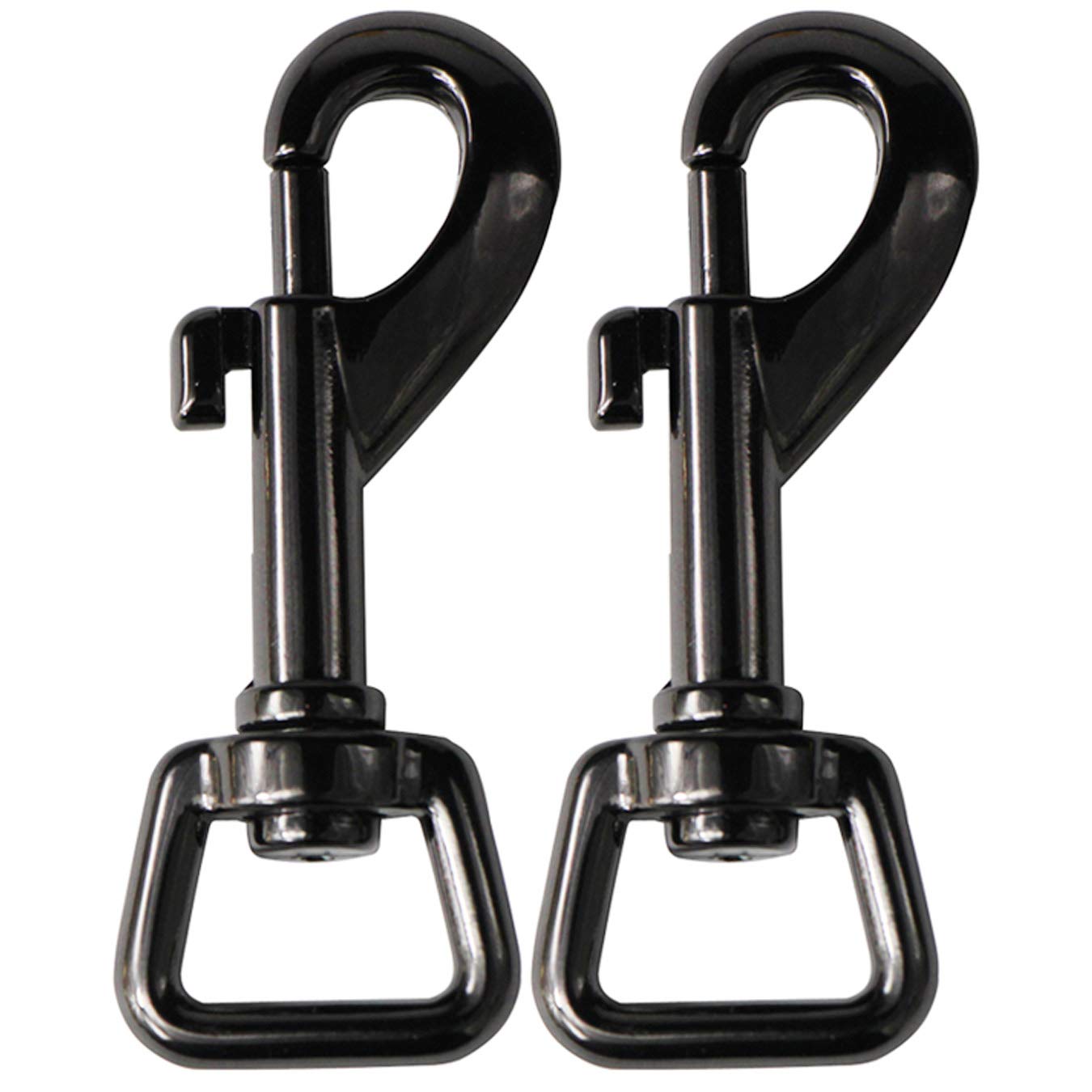 Karabinerhaken Groß mit Dreh-Kopf 2er/Set Karabiner Schwenker Federhaken für Hundeleine, Hundehalsband, Taschengurt, Schlüsselanhänger Vernickelt Schwarz