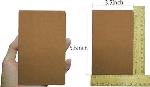 Miniatura 4 de Yansanido 12 cuadernos de bolsillo con cubierta marrón de 5.5 x 3.5 pulgadas, 32 hojas (64 páginas), páginas con rayas de 0.315 in, papel de 2.47