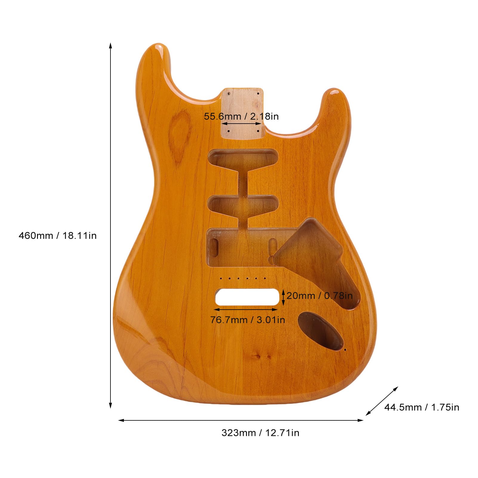 RiToEasysports Cuerpo Guitarra Eléctrica Estilo ST, Madera Álamo Maciza Preperforado con Pastilla SSH y Puente Trémolo, Actualización Bricolaje para Diestros Músicos y Constructores