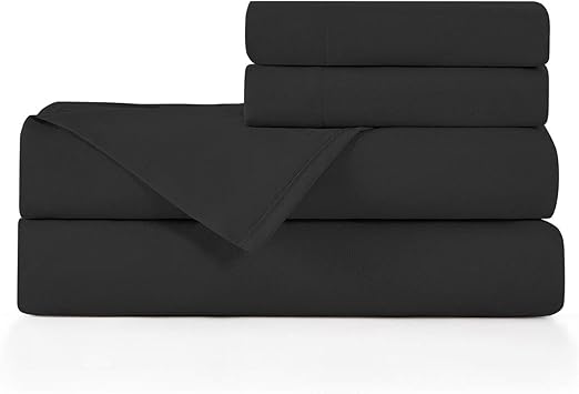 Twin XL Sheet Set - Twin XL Bed Sheets for Boys and Girls - College Dorm Room Bed Sheets - Extra Soft Sheets - Deep Pockets - 3 Piece Set - Black Twin XL Bed Sheet - Standard 100 by Oeko-Tex