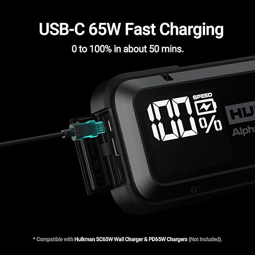 Miniatura 6 de Hulkman Alpha Pro - Arrancador de batería de coche de alta capacidad de 44.4 Wh, carga rápida PD65W de entrada y salida rápida, pantalla inteligente