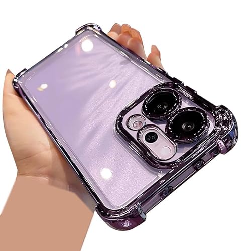 TRIPLE RIVER�EFor Reno14 5G �N���A�P�[�X �J�o�[ �N���A ���� ���b�L TPU �\�t�g�P�[�X �p �ی� �R�[�i�[�o���p�[ �X�g���b�v�� �I�b�| ���m14(�p�[�v��)