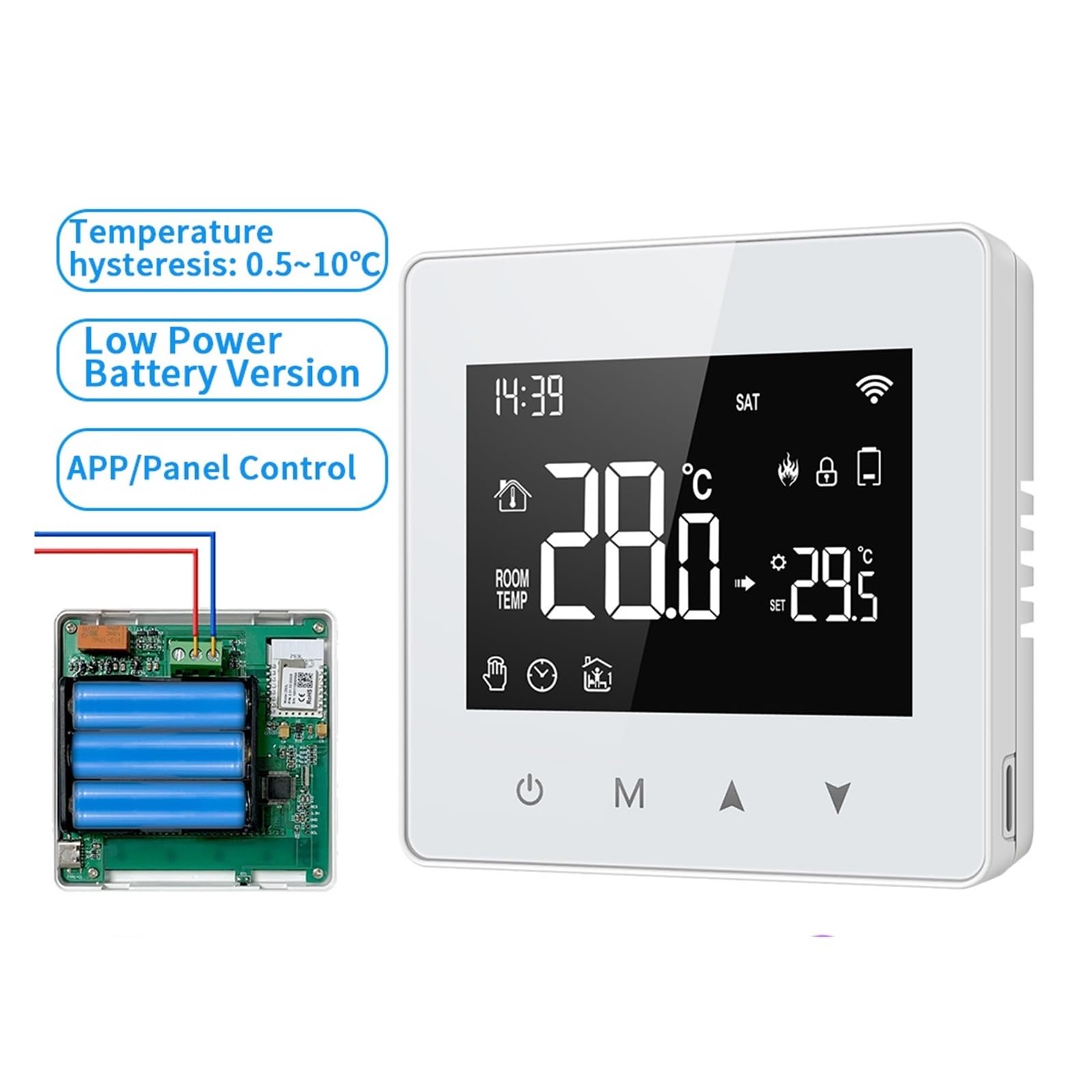 Inteligentny termostat, Inteligentny termostat Tuya ZigB, wersja akumulatorowa o niskim poborze mocy, regulator temperatury bojlera gazowo-wodnego(Low Power Version)