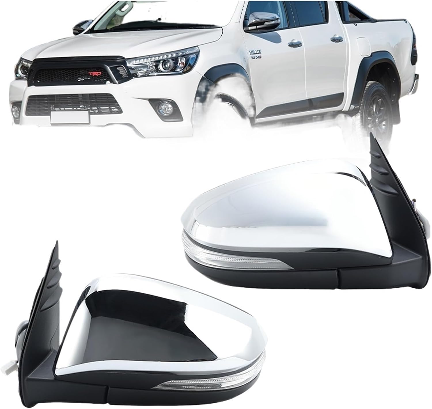 7 Wire Side Rearview Mirror Assembly Compatible For Toyota for Hilux 2015-2020 Electroplated With Turn Light Door Mirror Car Accessories(1pc left)