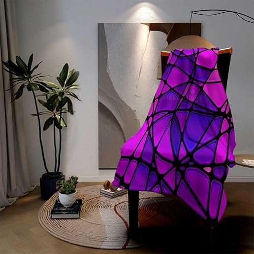 Miniatura 3 de Cobijas para el Frio - Manta de cama decorativa de mosaico morado, 40 x 60 pulgadas