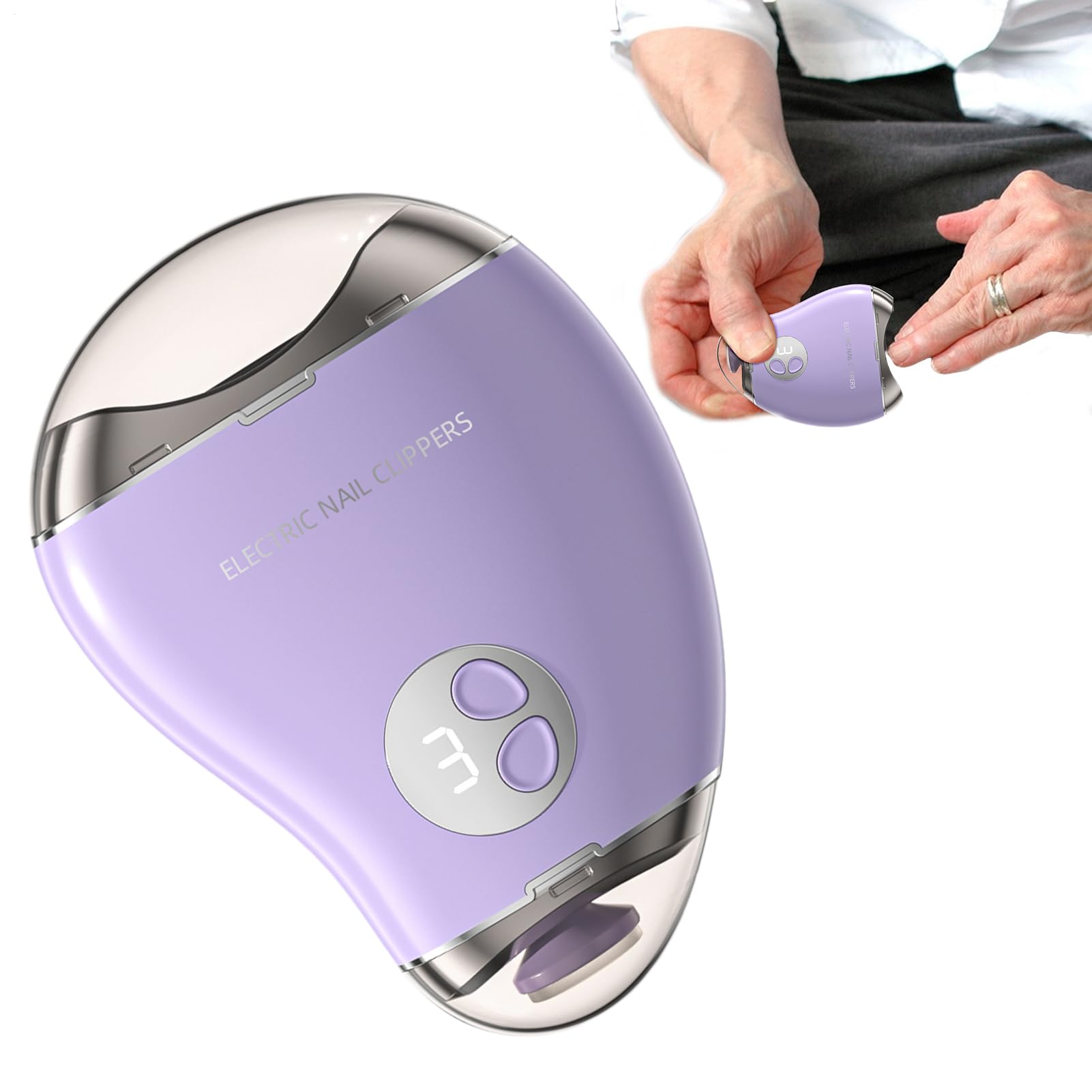 Electric Nail Trimmer, Double-Headed Toe Nail Cutter With 3-Speed Display, Rechargeable Trimmer And Polishe, Safe Mango Shape Design For Thick Nails For Adults And Kids,Gentle Nails Grinder For Senior