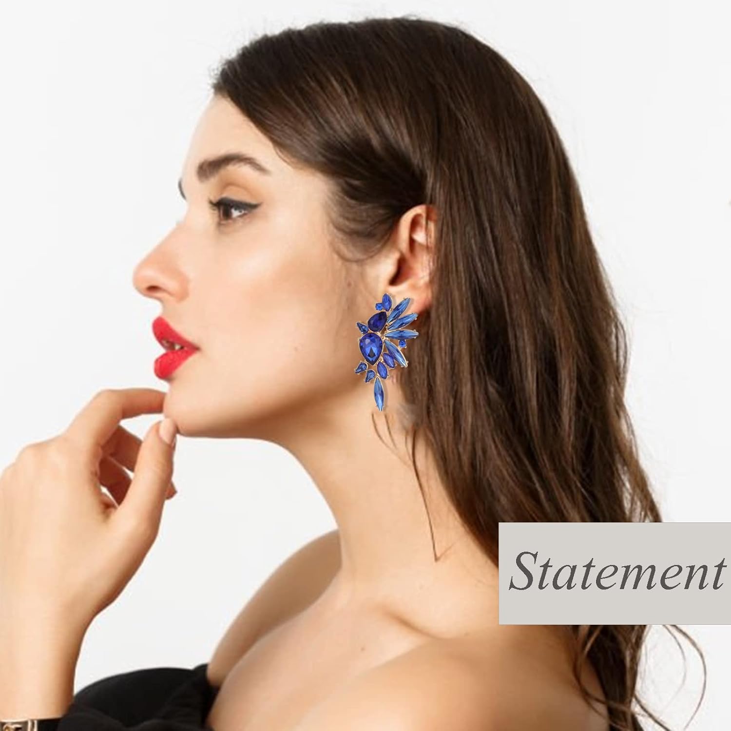 Vintage Rhinestone Statement Earrings for Women Fashion Bling Colorful Crystal Cluster Drop Dangle Earrings - Image 2