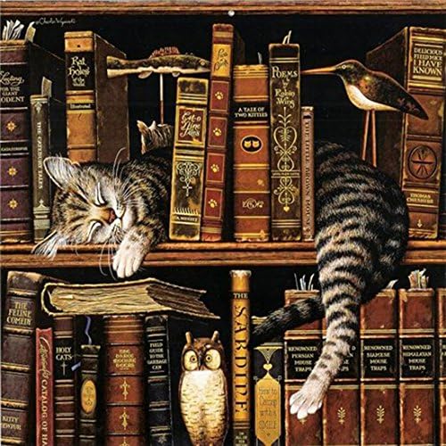 ZHENC 5D DIY Full Square Diamond Painting Cat Sleep on Bookshelf Landscape Embroidery Full Drill Craft Decor Cross Stitch Kits