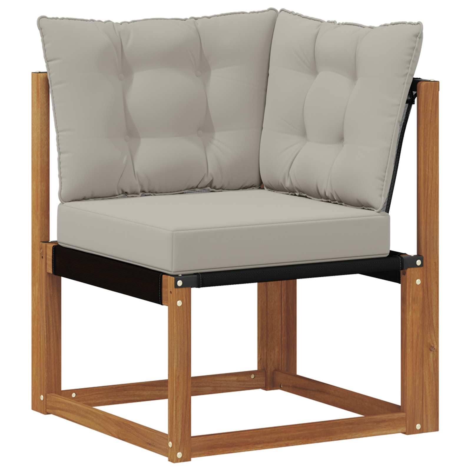 Ensemble de canapés d extérieur 7 pièces en Bois d Acacia Naturel et Gris Clair pour Salon, Patio et Espace extérieur avec Coussins Confortables et Design Contemporain