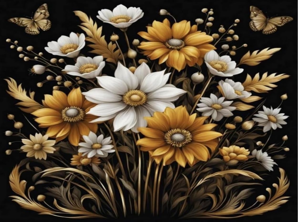 NAHUIGOOD Cross Stitch Kits for Adults, Stamped Cross Stitch Kits for Beginners, Needlepoint Cross-Stitch Patterns Embroidery Kits Arts and Crafts for Home Decor Flowers11Ct50X70Cm