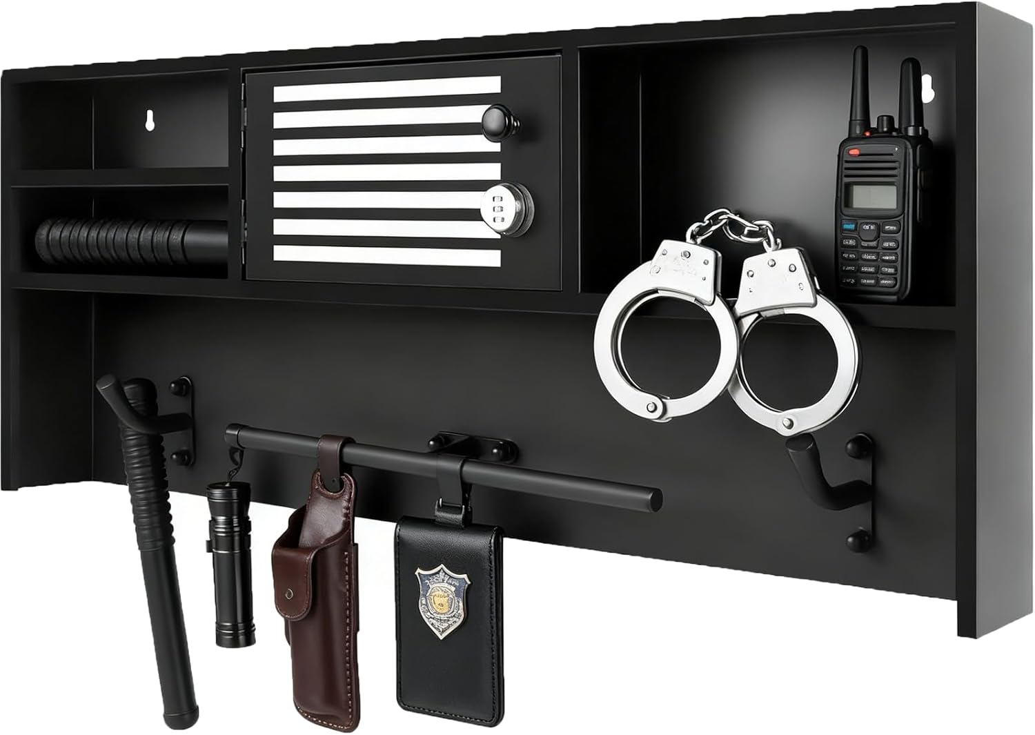 180LBS Police Gear Rack with Hooks, 18" W×18" L×45" H Police Gear, Alloy Steel Police Vest Hanger, Tactical Gear Stand for Police Gift (Police Gear Stand)