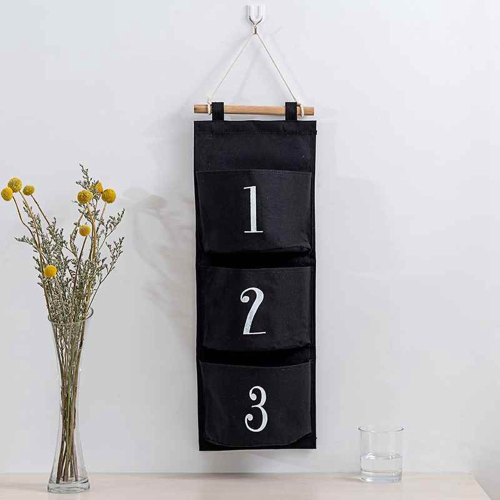 3er Set Aufbewahrungsbeutel Baumwolle-Leinen - Hängeorganizer Für Tür & Wand