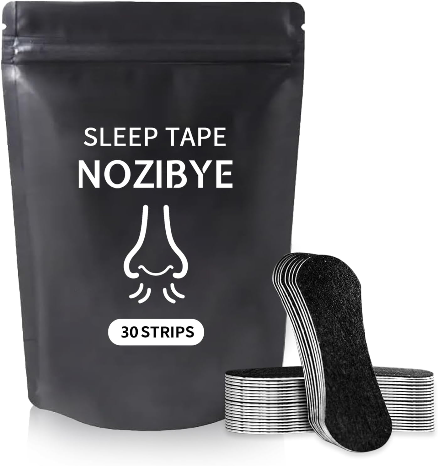 Nozibye Nasal Strips & Nose Strips for Better Breathing & Anti Snore (30 Count, Black) – Nose Strips Breathing Aid, Nose Tape to Stop Snoring, Clear Airways for Restful Sleep