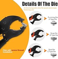 Vista 3 de NVAAV Juego de 60 herramientas de cierre a presión, botones de metal de 0.59 pulgadas + alicates resistentes para cuero, broches de cubierta