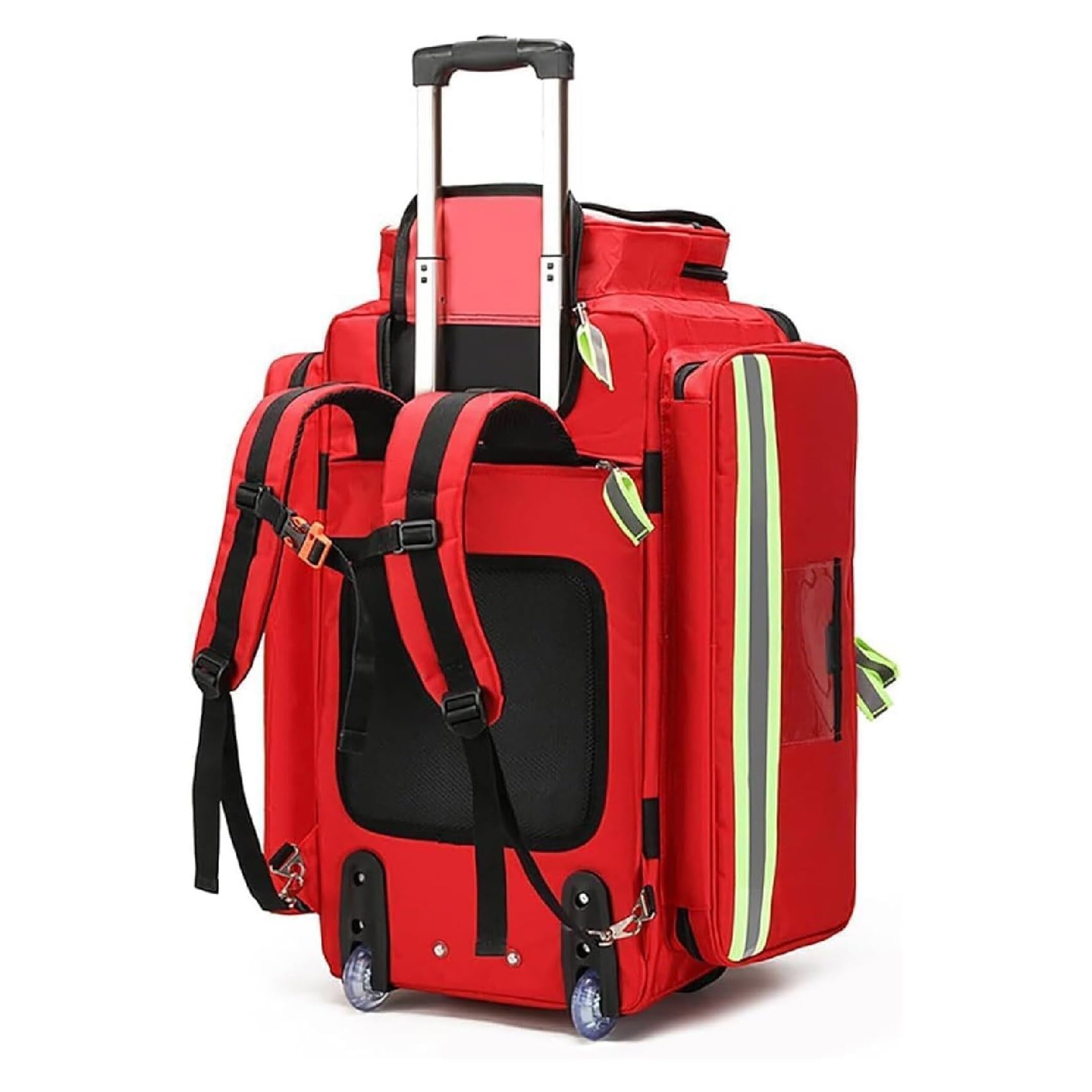 Bolsa de Kit de Primeros Auxilios con Ruedas, Maletín Trolley Grande para Suministros Médicos, Portátil con Bandas Reflectantes, Organizador para Casa, Trabajo y Aire Libre