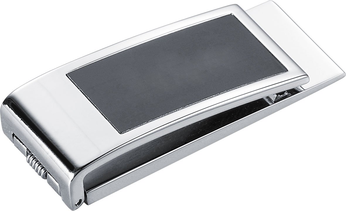 Visol Men's Marcus Stainless Steel and Black Matte Money Clip, Silver, Regular