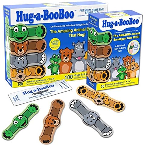 Hug-a-BooBoo Premium Adhesive Kids Bandages -The Amazing Animal Bandages That Hug – 120CT Super Value Combo Pack Cover