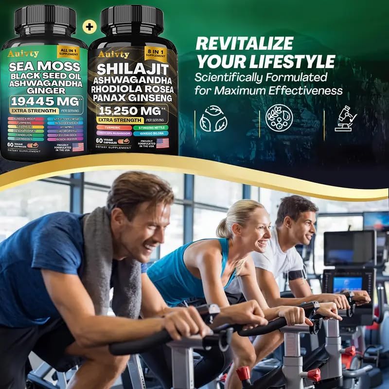 Miniatura 4 de Paquete de bienestar herbario  Complejo de musgo marino 19,445 mg + complejo Shilajit 15,250 mg  Paquete de suplemento 2 en 1 extra fuerte con