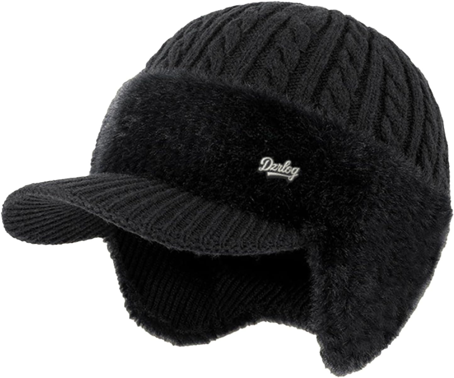 Trapper Hat, Winter Knit Hat with Ear Flaps and Fur Brim Moisture Wicking Comfort, Baseball Beanie Warm Stylish for Men